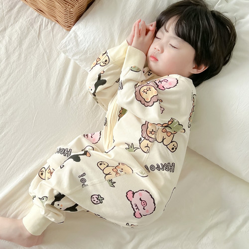 儿童分腿睡袋春秋款纯棉连体睡衣