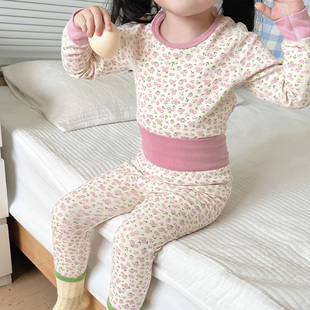 宝宝秋衣套装纯棉儿童秋裤高腰女童保暖内衣棉毛衫护肚子睡衣婴儿