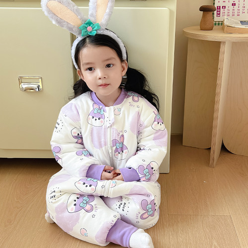 宝宝纯棉加厚睡袋秋冬季保暖夹棉