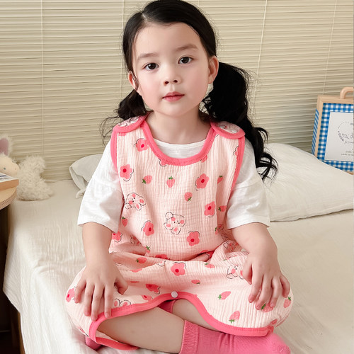 婴儿无袖纱布背心睡袋夏天护肚子