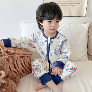 睡袋婴儿春秋季纯棉宝宝防踢被子秋冬款儿童连体睡衣分腿四季通用
