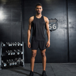 运动跑步服田径训练套装男无短袖背心透气防漏短裤内衬速干健身服