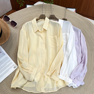女慵懒百搭长袖 必魅 轻薄透气宽松防晒衬衫 新款 衬衣59882 2026夏季