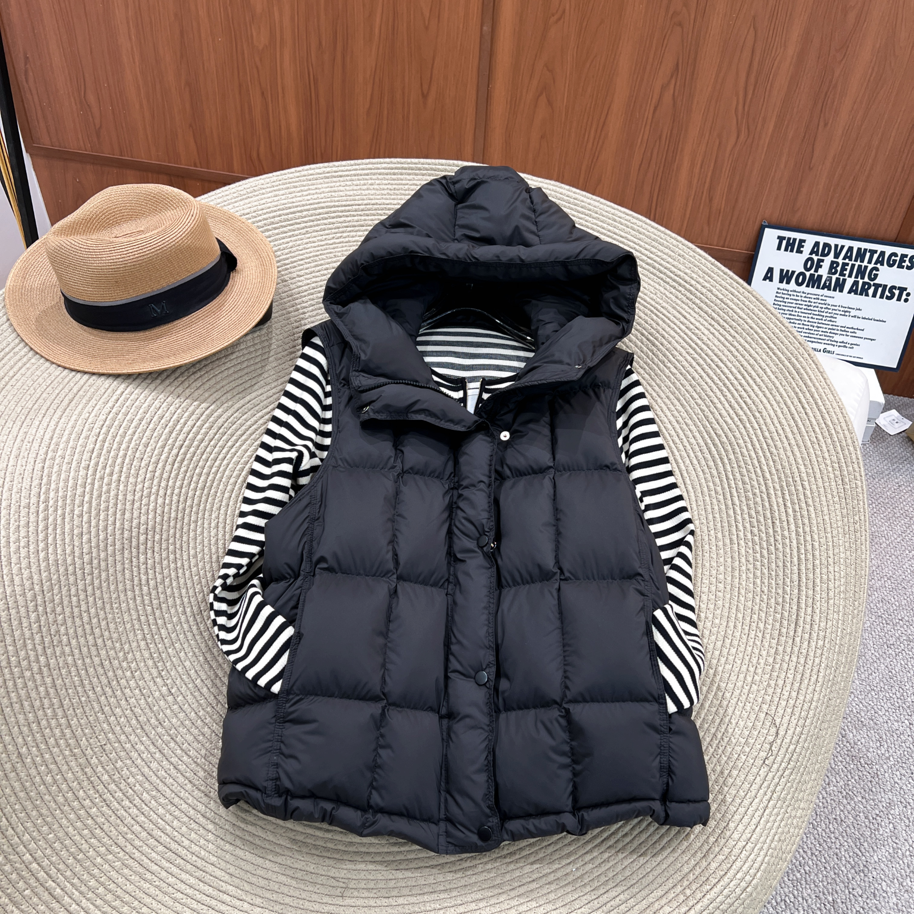 必魅-豆腐块连帽韩系90马甲2025秋冬新款无袖外套马夹百搭59110