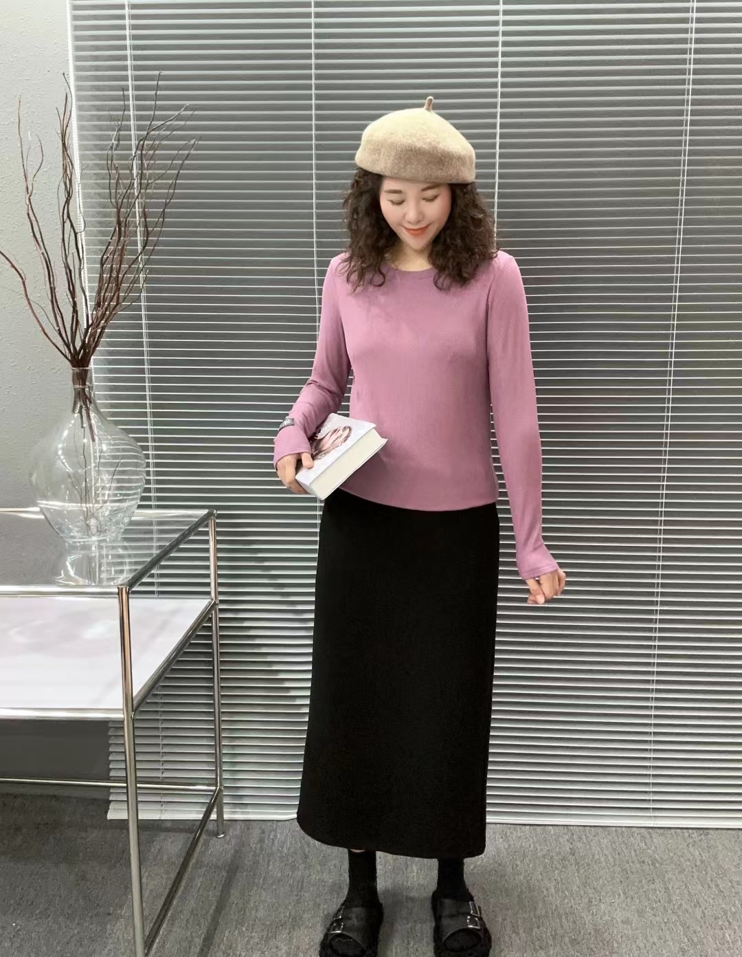 长袖简约常规棉质女T恤