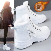 加绒棉鞋 45码 大码 高帮运动鞋 女冬季 雪地靴保暖马丁靴男情侣鞋