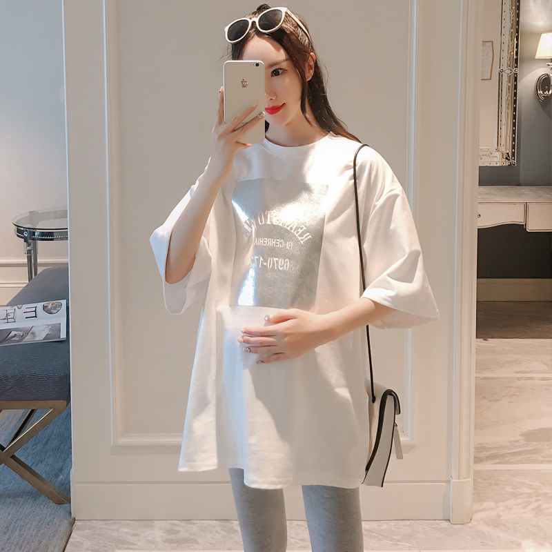 夏装孕妇纯棉t恤短袖中长款白色半袖宽松打底衫春季大码内搭上衣|ruв категории Всё для беременных и кормящих, материнство, футболка - от Buy2taobao.com для оказания профессиональной услуги покупки агента Taobao