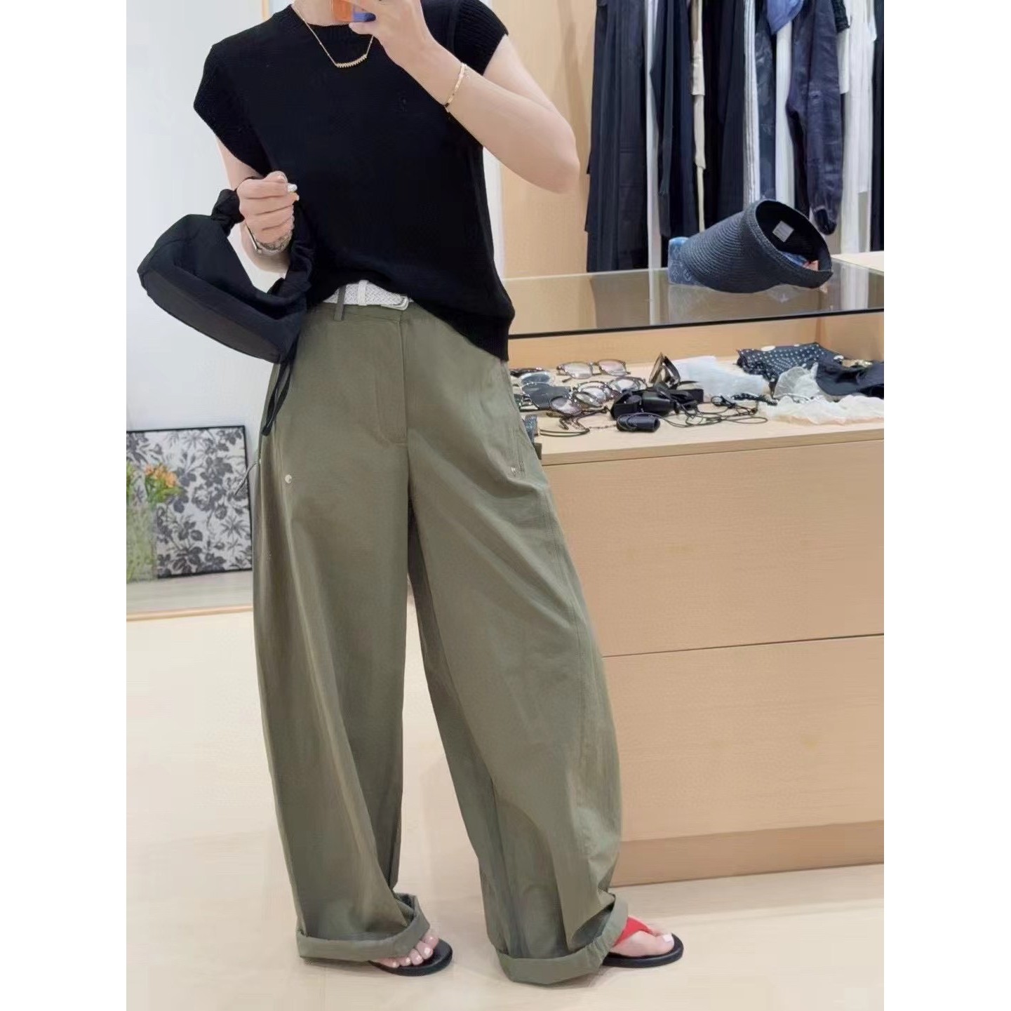 韩国2025夏季新款韩版时尚百搭高腰显瘦宽松休闲阔腿工装裤女