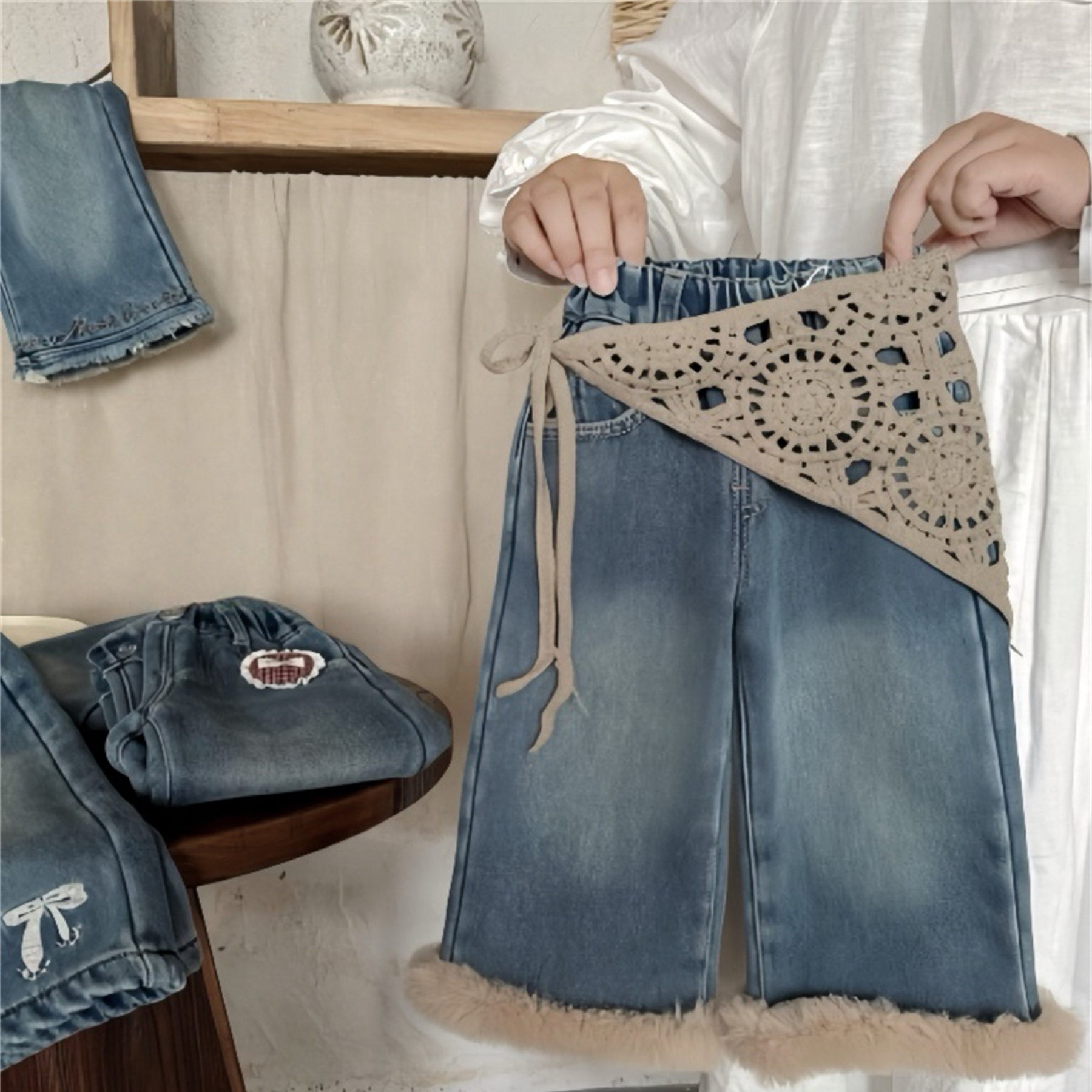 韩版儿童洋气加绒加厚裤子