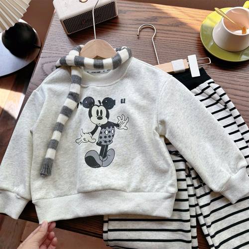 韩版儿童卡通加绒卫衣套装