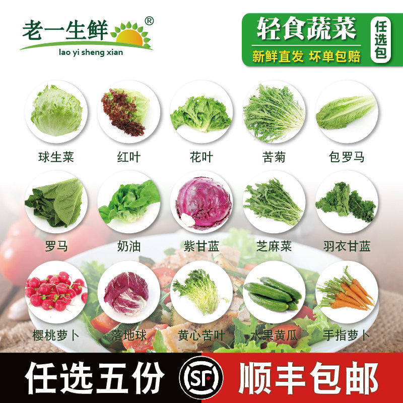 轻食蔬菜沙拉生菜任选五份顺丰包邮西餐蔬菜生菜健身餐色拉菜