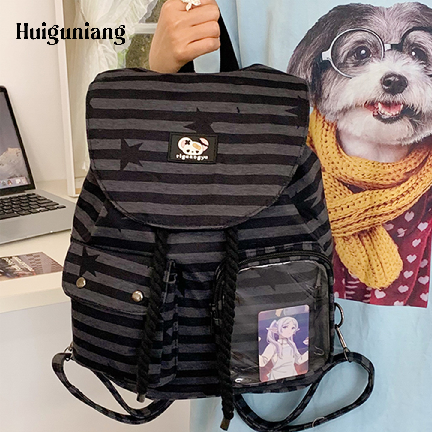 韩国超火y2k2萝莉痛包复古双肩包女大学生大容量慵懒风书包背包潮