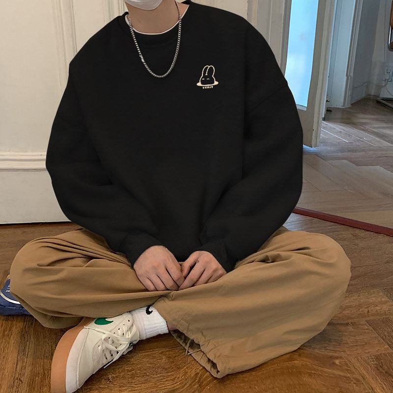 秋冬加绒加厚男士圆领卫衣