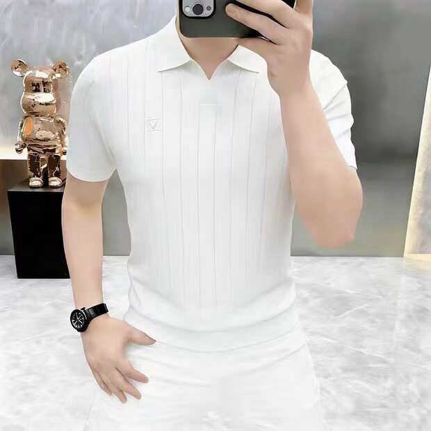 宏嫩男装2026新款高档夏季男士翻领针织短袖polo衫商务休闲T恤潮
