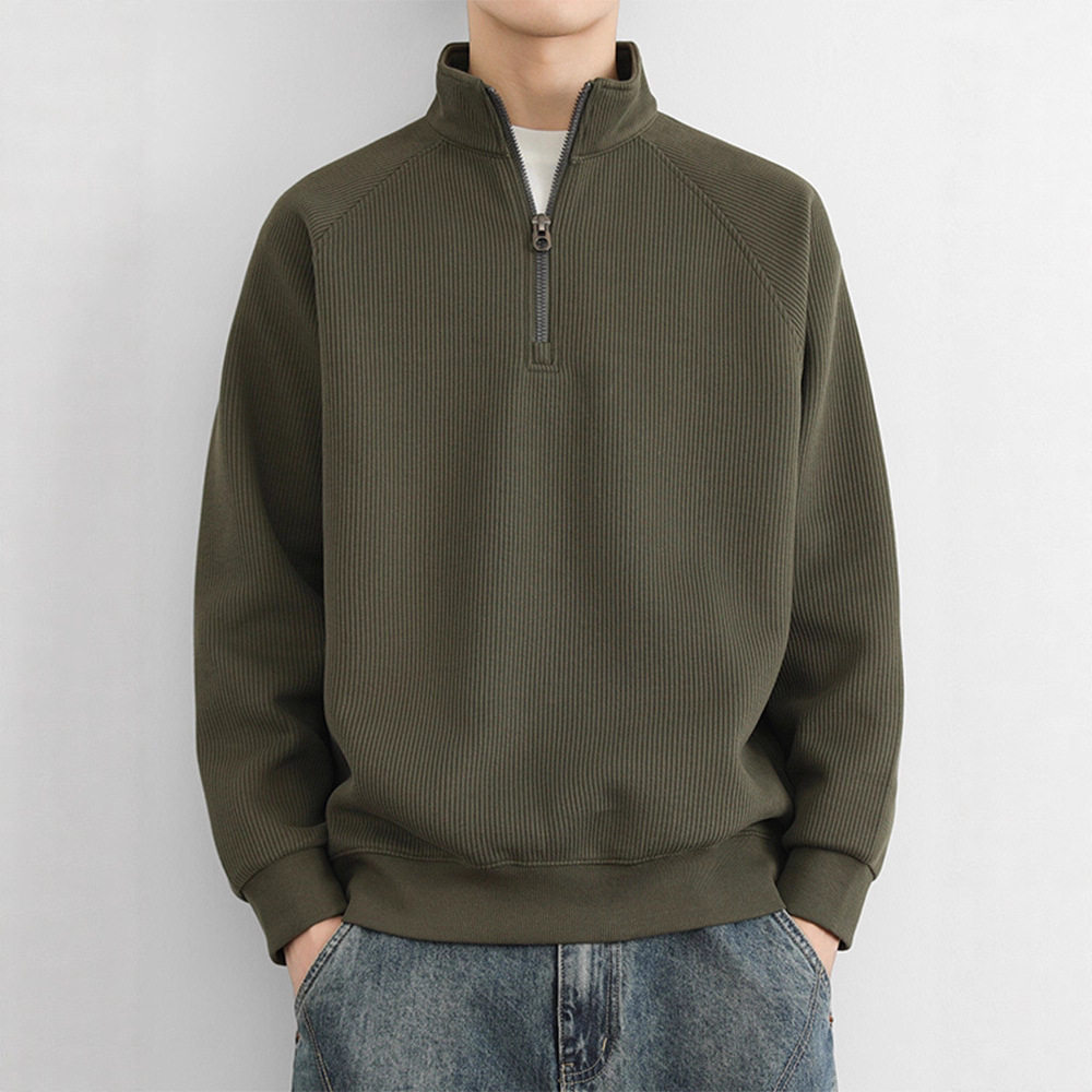 山东即墨卫衣源头工厂中山半拉链立领男款2025春秋冬美式复古外套