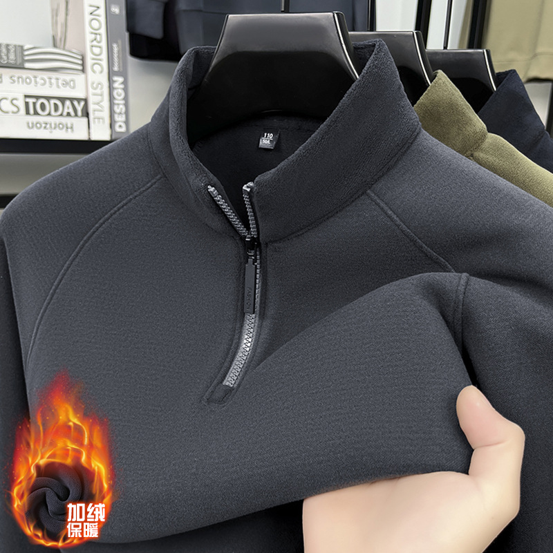 设计感半拉链立领长袖卫衣