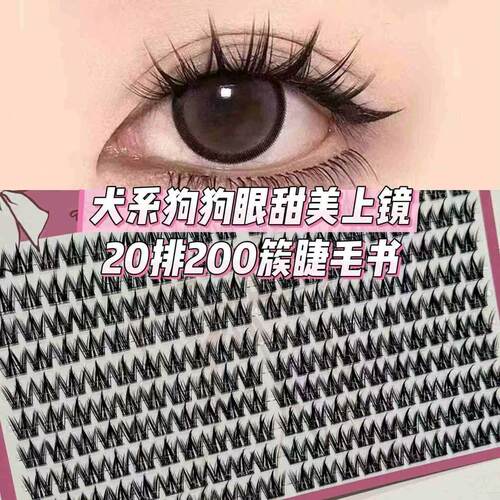 200簇犬系睫毛书浓密自然假睫毛