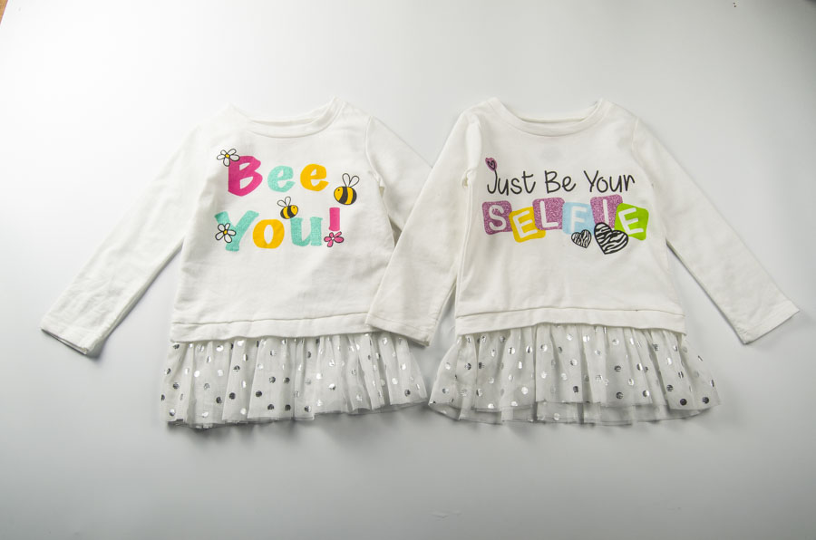 外贸欧美 女宝春秋长袖T恤卫衣裙式上衣 女童可爱公主纱裙套头衫