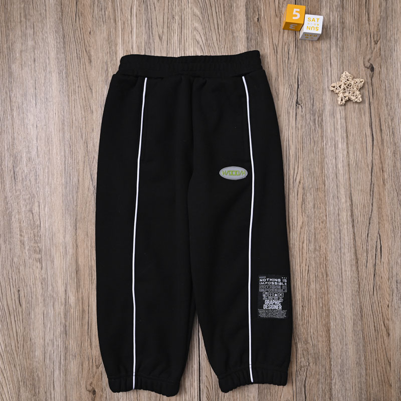 国内单男宝秋冬款卫裤运动裤长裤子男童加绒休闲裤哈伦裤小脚裤