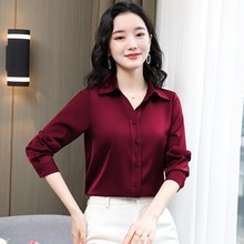 杭州妈妈真丝衬衫女长袖高端职业气质纯色衬衣大牌洋气桑蚕丝上衣