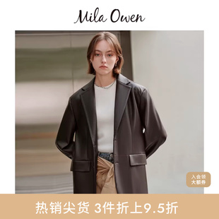Mila 外套09WFJ244110 Owen秋冬复古百搭仿皮翻领皮衣西装