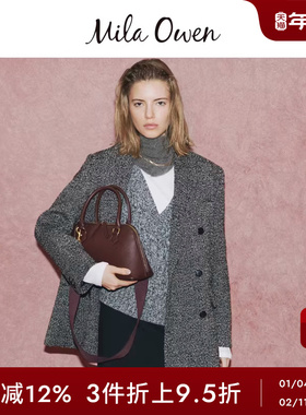 Mila Owen秋冬通勤气质羊毛混纺双排扣西装外套09WFJ245190