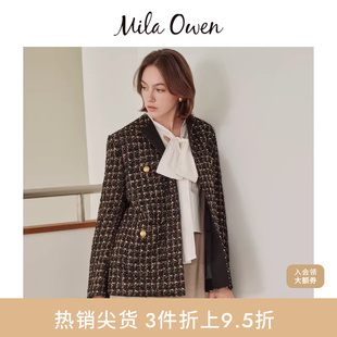 Mila Owen秋冬气质小香风宽松粗花呢格纹外套09WFJ244002