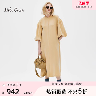 Owen 春季 新款 连衣裙女09WFO234122 Mila 休闲简约A字泡泡袖 中长款