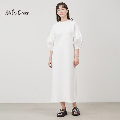 Mila Owen24年春夏季新款休闲简约日系泡泡袖连衣裙女09WCO241049