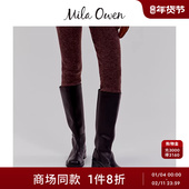 Mila Owen25秋冬新品 摩登复古圆头低跟长靴09WGS255524
