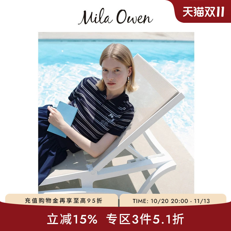 Mila Owen26春夏新品史努比联名刺绣polo领针织上衣09WNT262153