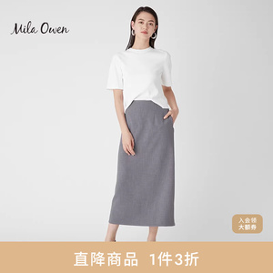 Mila Owen春夏简约拼色假两件短袖针织T恤A字摆连衣裙09WNO231130