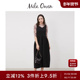 Mila Owen春夏休闲简约褶裥罗纹针织V领连衣裙09WNO242024