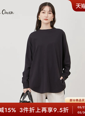 Mila Owen春夏休闲百搭纯色宽松圆领棉长袖T恤09WCT241064