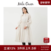 Mila Owen秋冬日系休闲泡泡长袖 圆领抽褶连衣裙09WFO245088