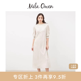 Mila 连衣裙09WFO241307 Owen春夏日系休闲通勤简约七分袖