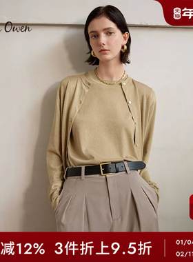 Mila Owen春夏休闲简约气质金丝线圆领长袖针织开衫09WND241135