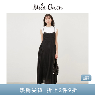 Owen春夏日系甜美无袖 Mila T恤吊带拼接连衣裙09WFO242083