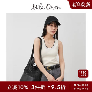 Mila 针织背心上衣09WNT252013 Owen春夏简约百搭撞色边无袖