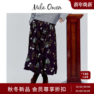 Mila 华丽优雅植物印花松紧腰泡泡半裙09WFS255033 Owen25秋冬新品