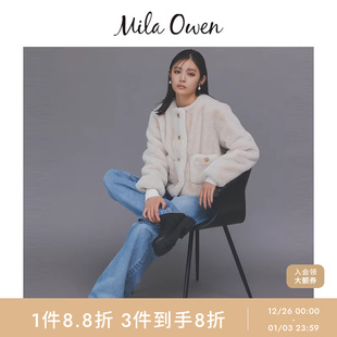 百搭仿皮草无领短款 时尚 夹克09WFJ254112 Owen25秋冬新品 Mila