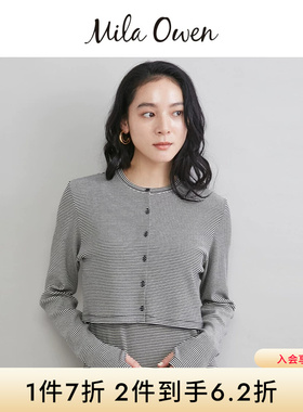 Mila Owen26春夏新品简约短款长袖纽扣圆领开衫外套09WCD261147