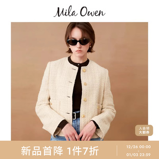 Mila 休闲优雅粗花呢小香风无领外套09WFJ254015 Owen25秋冬新品