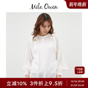 压褶圆领衬衫 泡泡长袖 09WFB245109 Owen秋冬日系时尚 Mila