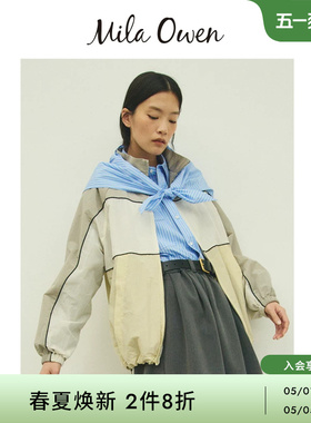 Mila Owen26春夏新品时尚宽松尼龙运动抽绳夹克外套09WFJ261104