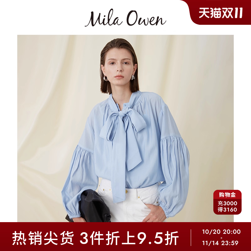 Mila Owen 春夏甜美前后两穿蝴蝶结系带衬衫09WFB241131