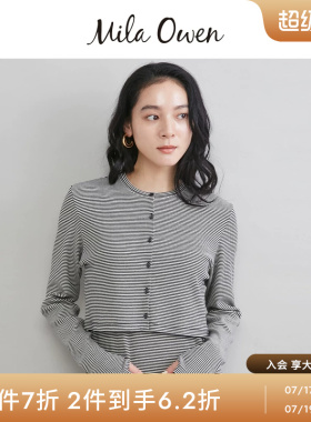 Mila Owen26春夏新品简约短款长袖纽扣圆领开衫外套09WCD261147