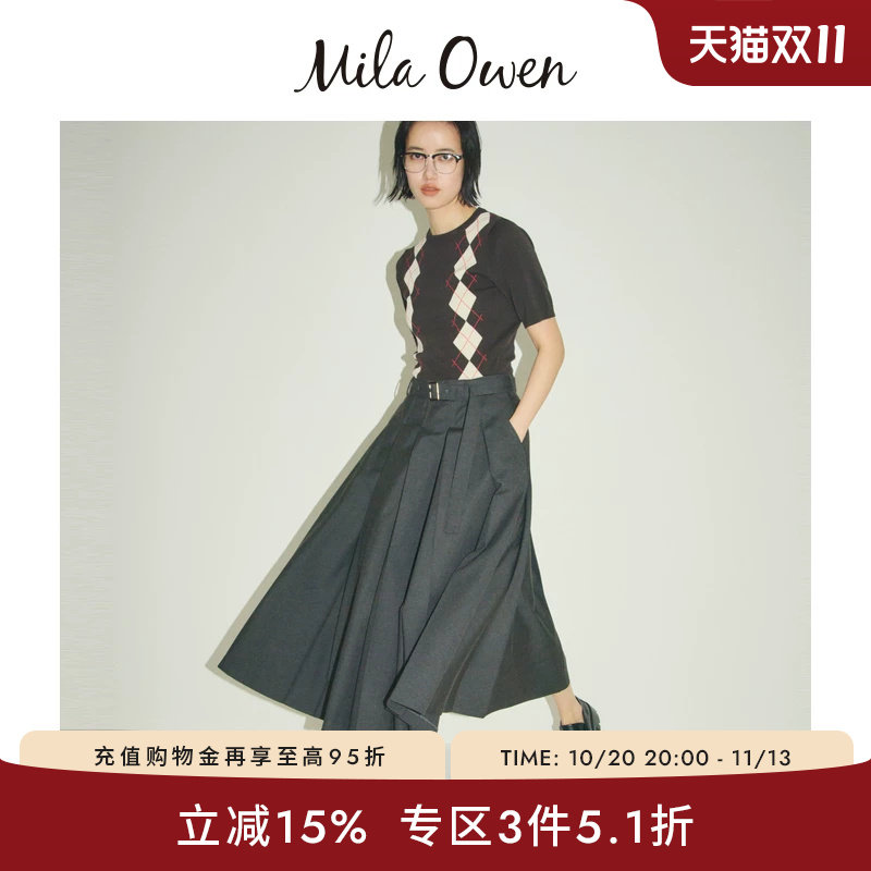 Mila Owen26春夏新品复古优雅假两件拼接短袖连衣裙09WNO261008
