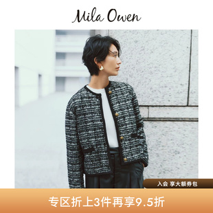 Mila Owen秋冬优雅小香风圆领针织开衫短外套09WNJ244018