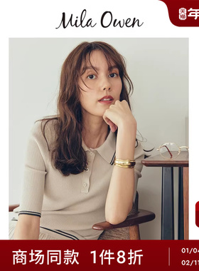 Mila Owen25秋冬新品休闲百搭polo翻领短袖针织衫上衣09WNT254173